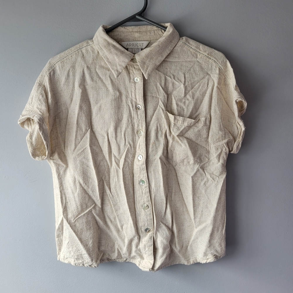 Apricot button-up viscose linen top sz 6